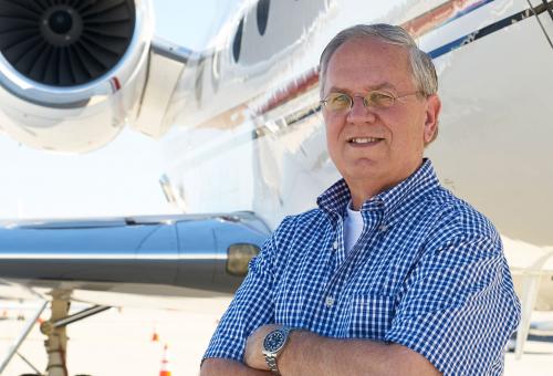 Taylor Guitars' Kurt Listug with the company's productivity-enhancing Gulfstream G450. PHOTO: JEFF BERLIN