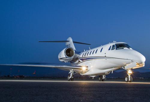 The Cessna Citation X+ jet parked on a runway