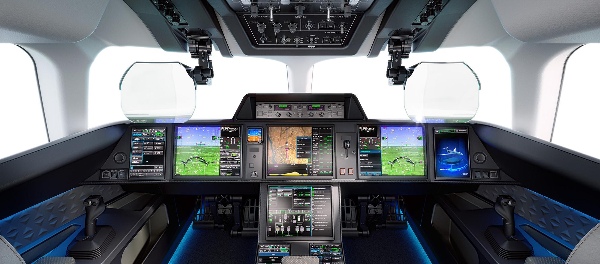 rendering of Dassault Falcon 10X business jet flight deck