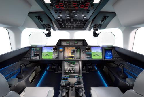 rendering of Dassault Falcon 10X business jet flight deck