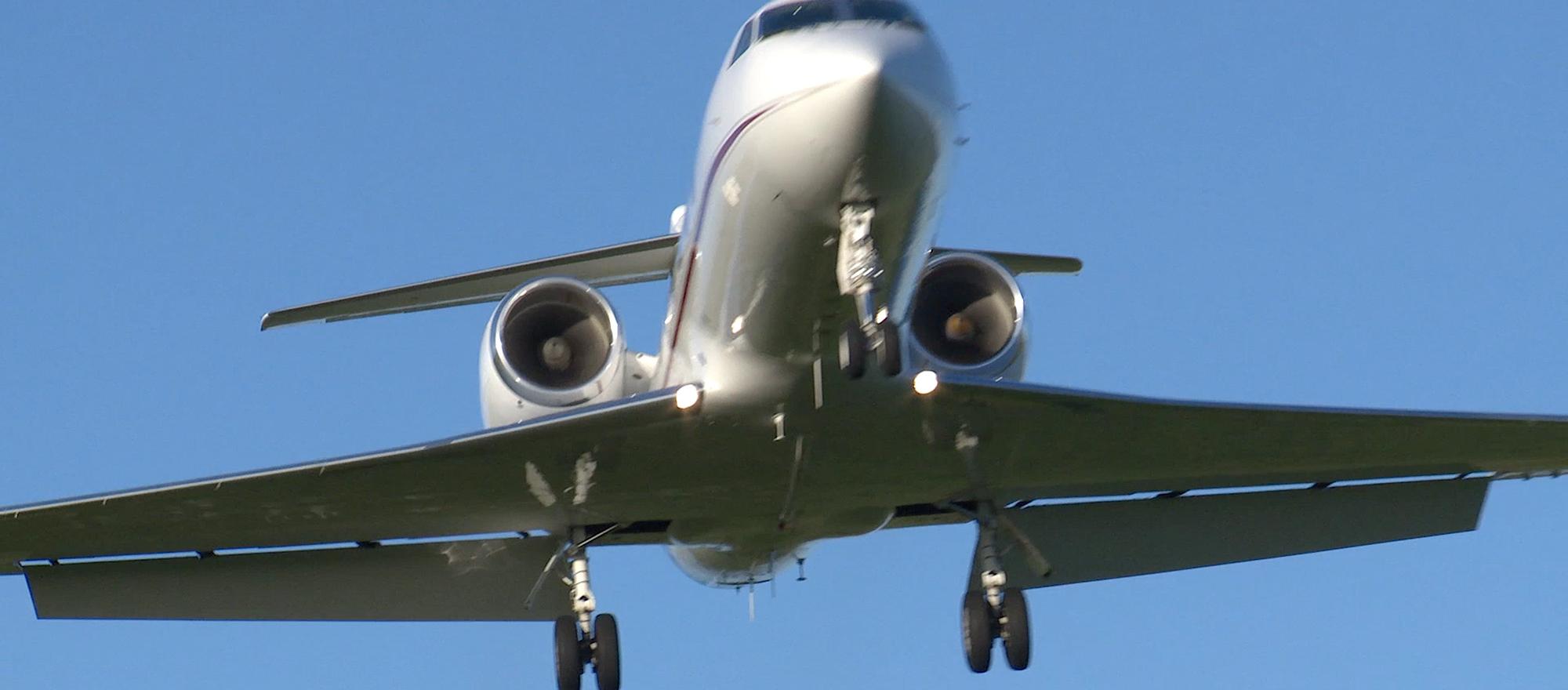 aircraft landing with gear down