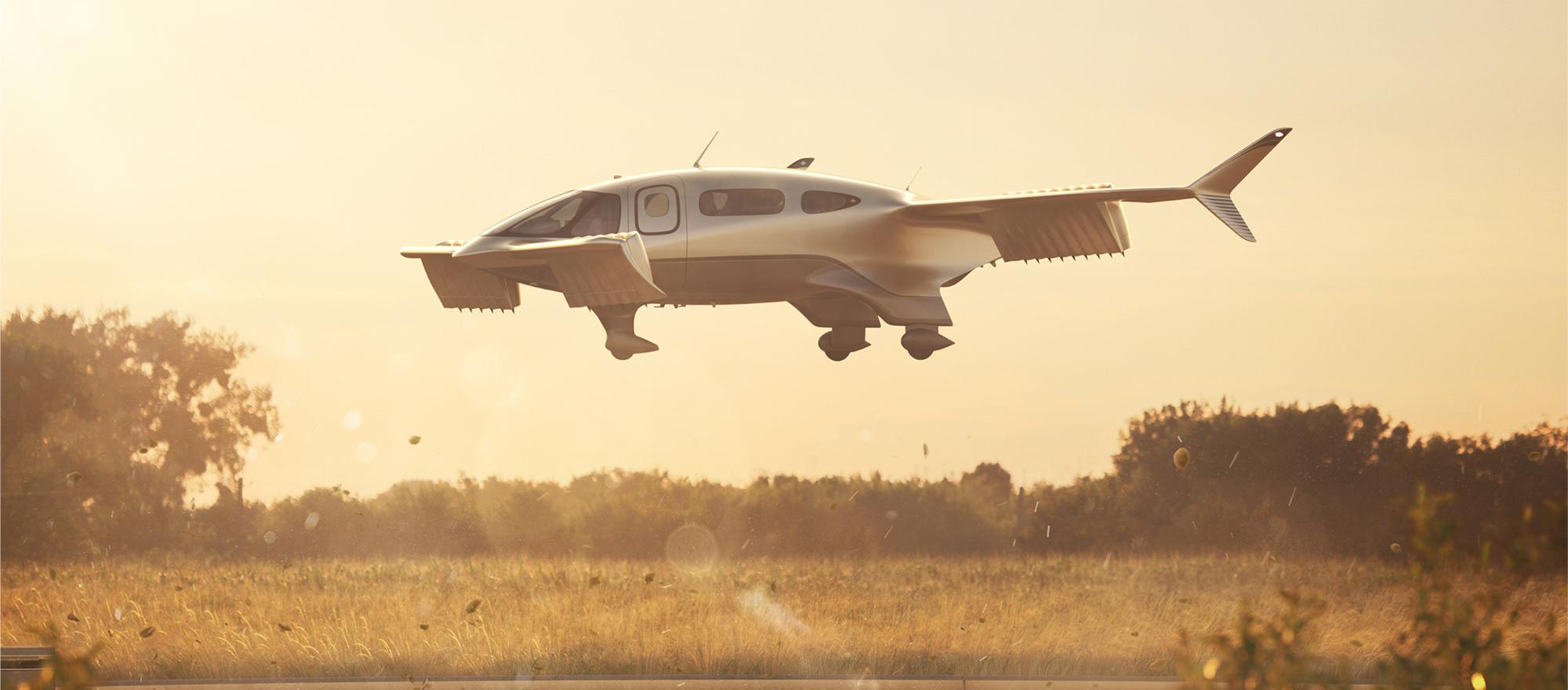 rendering of Lilium jet evtol aircraft taking off