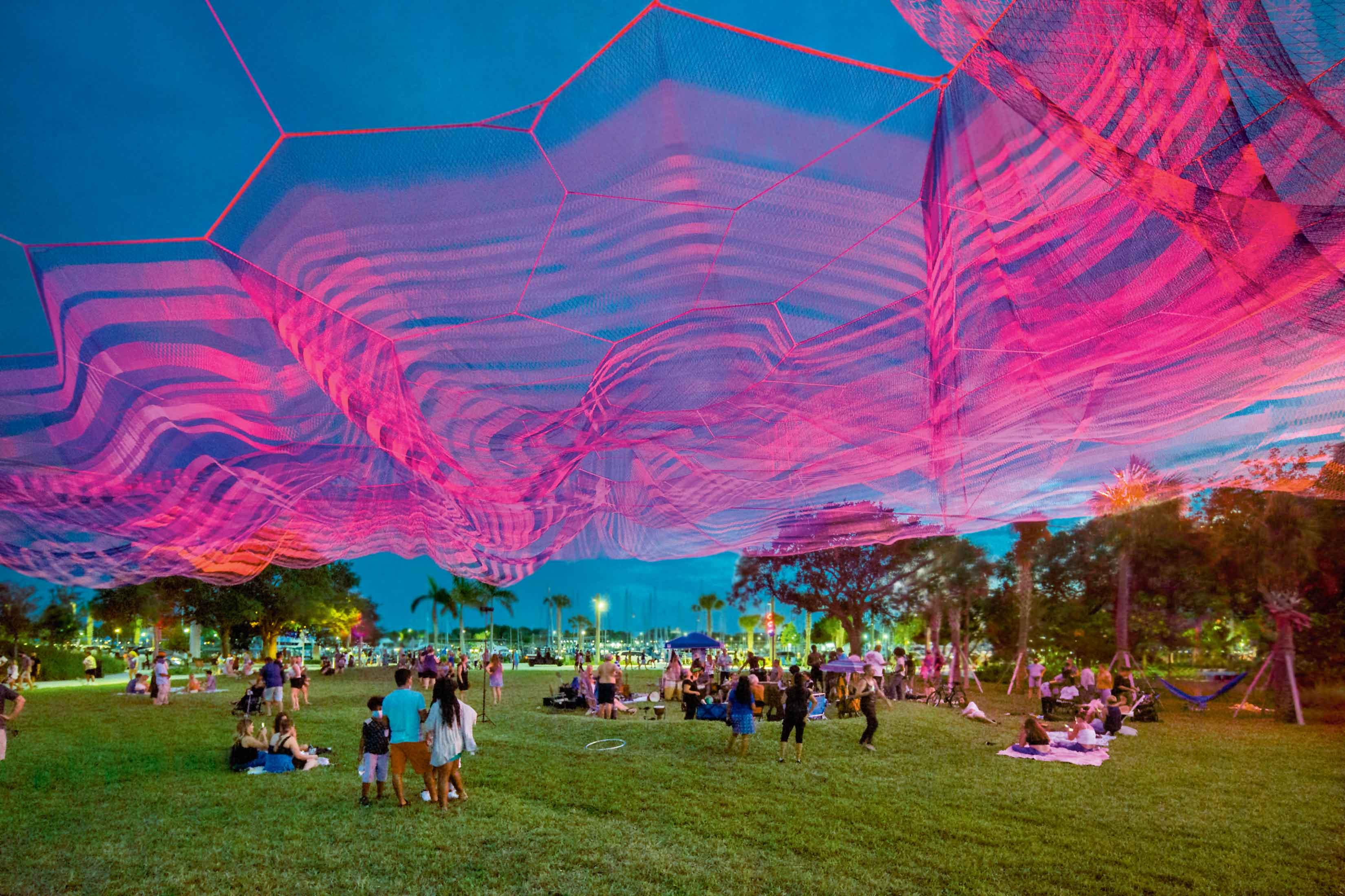 Billowing Net Sculpture by Janet Echelman in St. Pete Pier